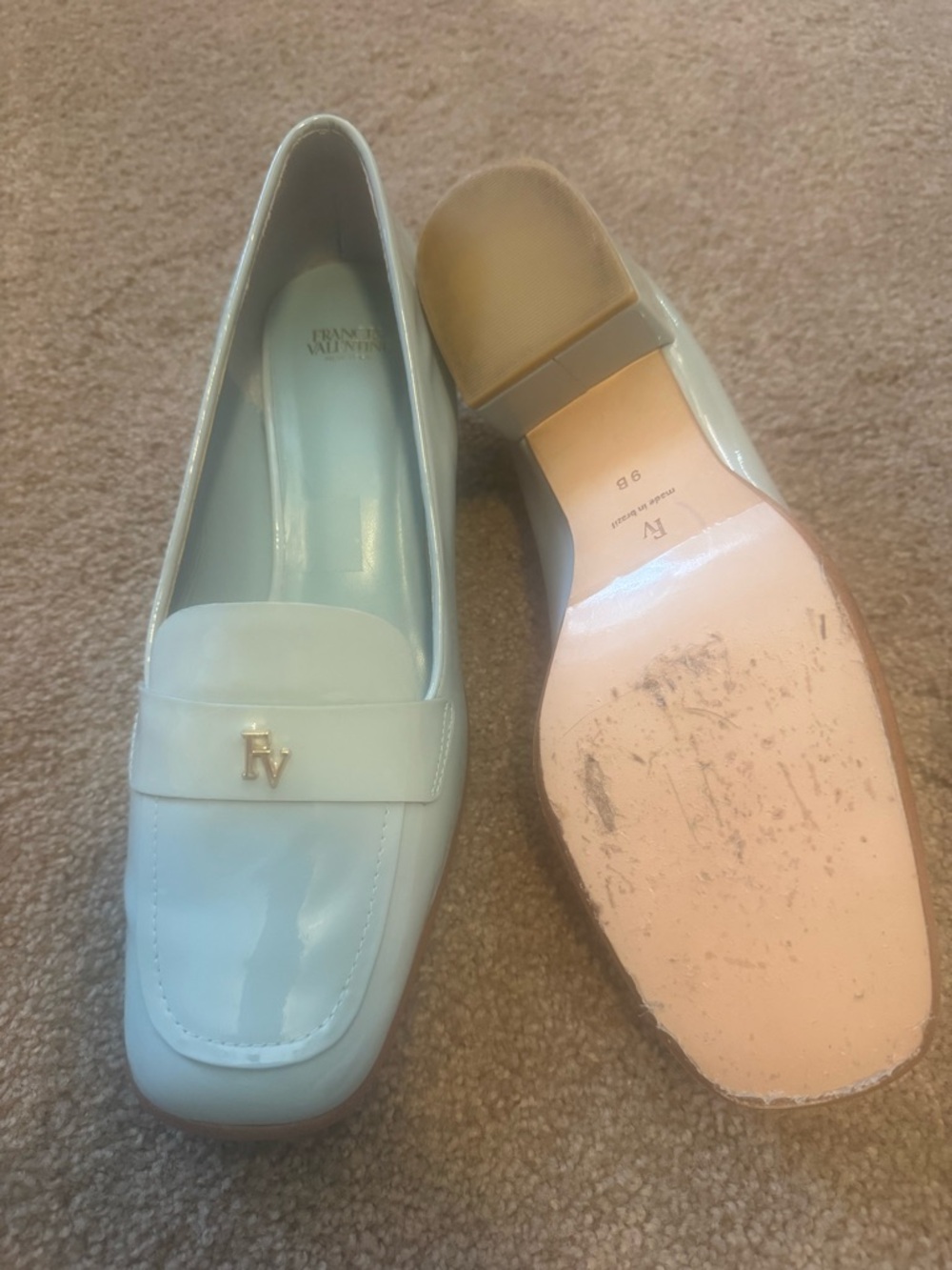 Frances Valentine Powder Blue Patent Leather Loafers. ‘Twiggy’ - Picture 3 of 4